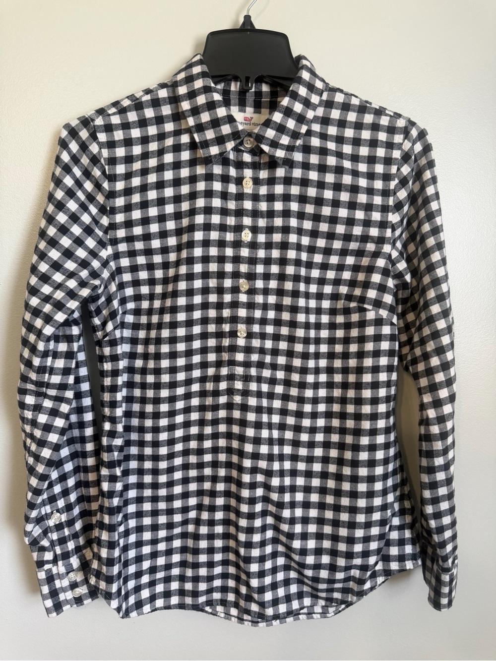 Vineyard Vines Black & White Gingham Check Button-Down Long sleeve Shirt size 4